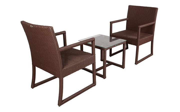 Binny Outdoor Patio Seating Set 2 Chairs and 1 Table Set (Brown)