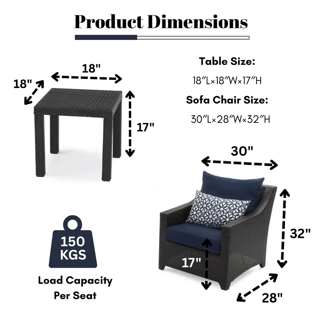 Dolores 3-Piece Outdoor Rattan Wicker Patio Set