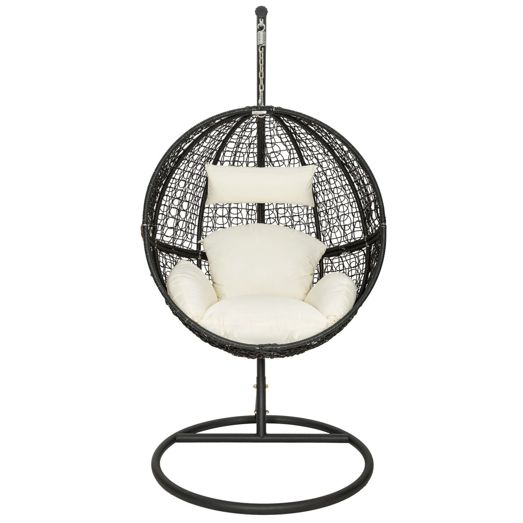 Tocci Single Seater Hanging Swing With Stand For Balcony , Garden Swing (Black)