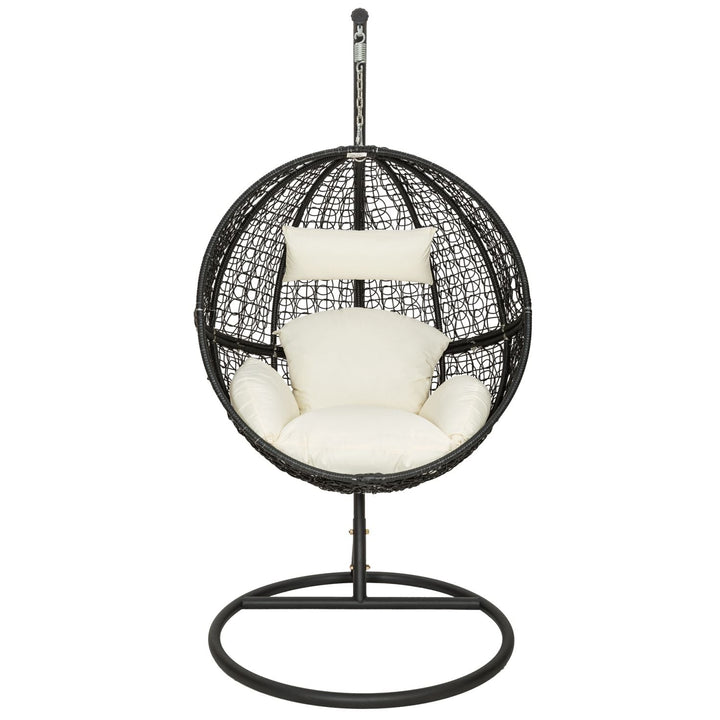 Tocci Single Seater Hanging Swing With Stand For Balcony , Garden Swing (Black)