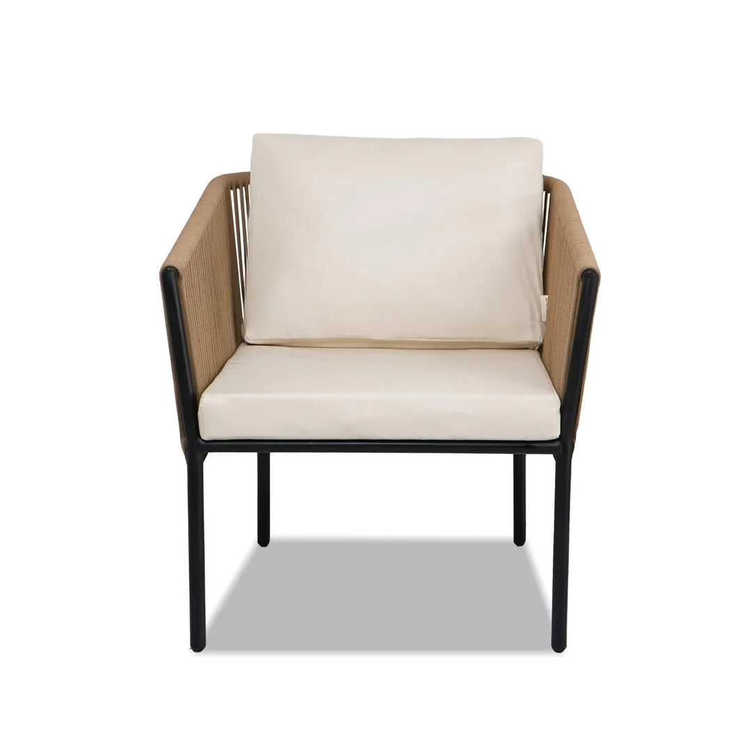 Mariposa Outdoor Rope Patio Set with Glass Top Table