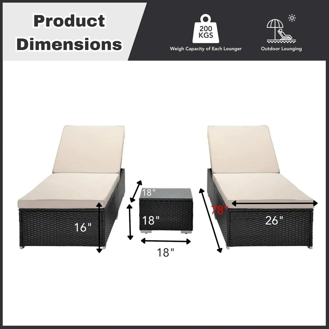 Ambria Outdoor Wicker Lounge Chairs Set of 2 With Side Table