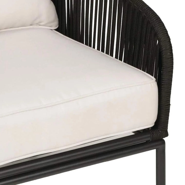 Safiya 3 Piece Outdoor Rope Bistro Set (Black & White)