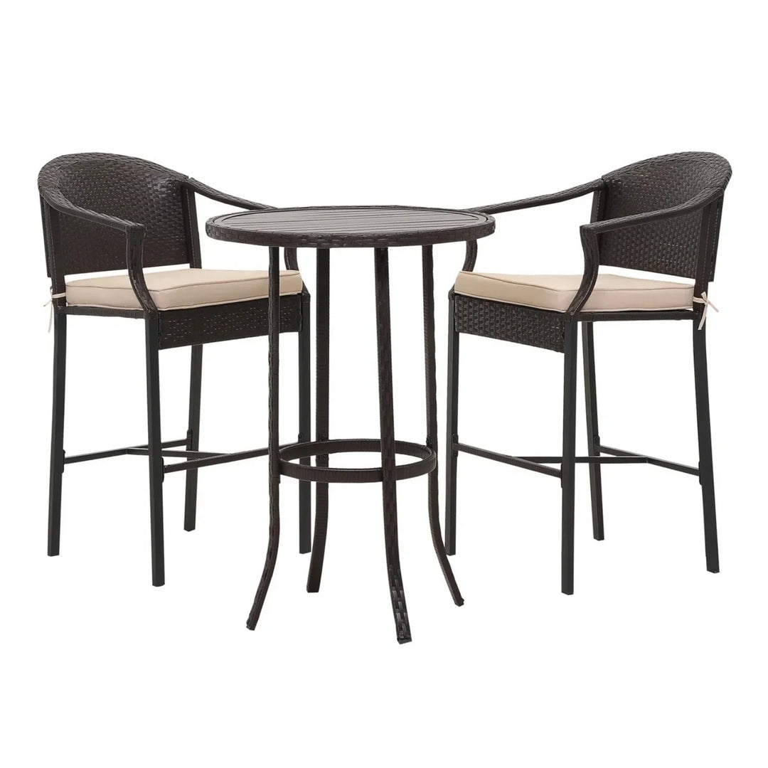 Celestina Outdoor Rattan Wicker Bar Set with Round Table