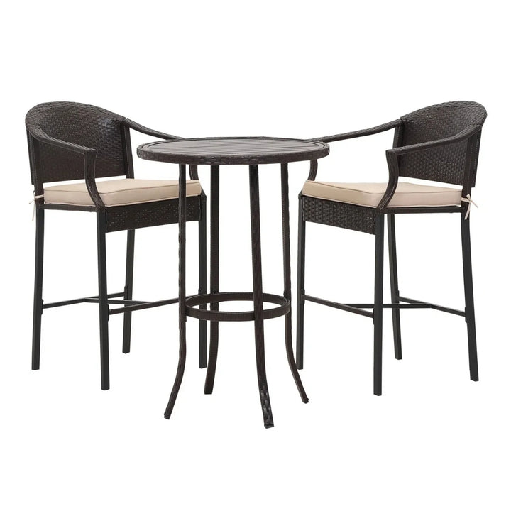 Celestina Outdoor Rattan Wicker Bar Set with Round Table
