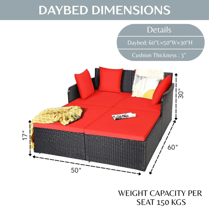 Jacinta Outdoor Patio Double Seater Daybed For Garden, Poolside
