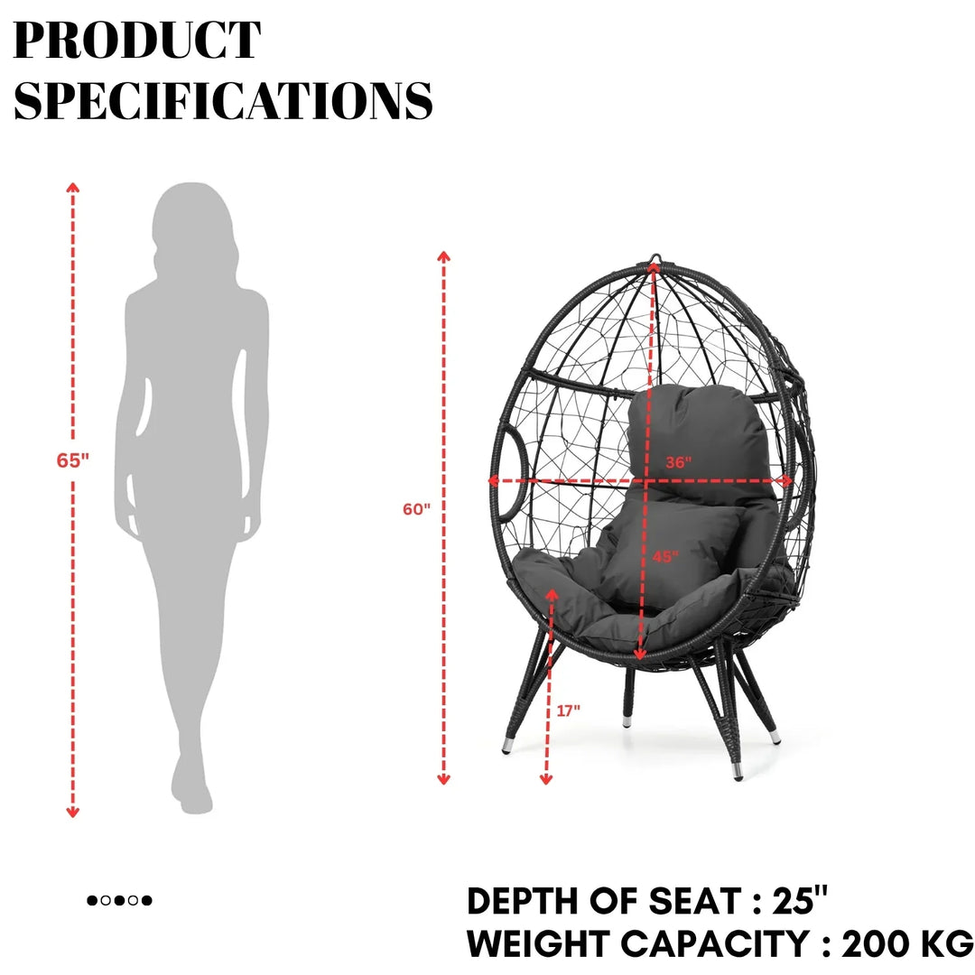 Zahida Outdoor All-Weather Wicker Egg Chair (Grey)