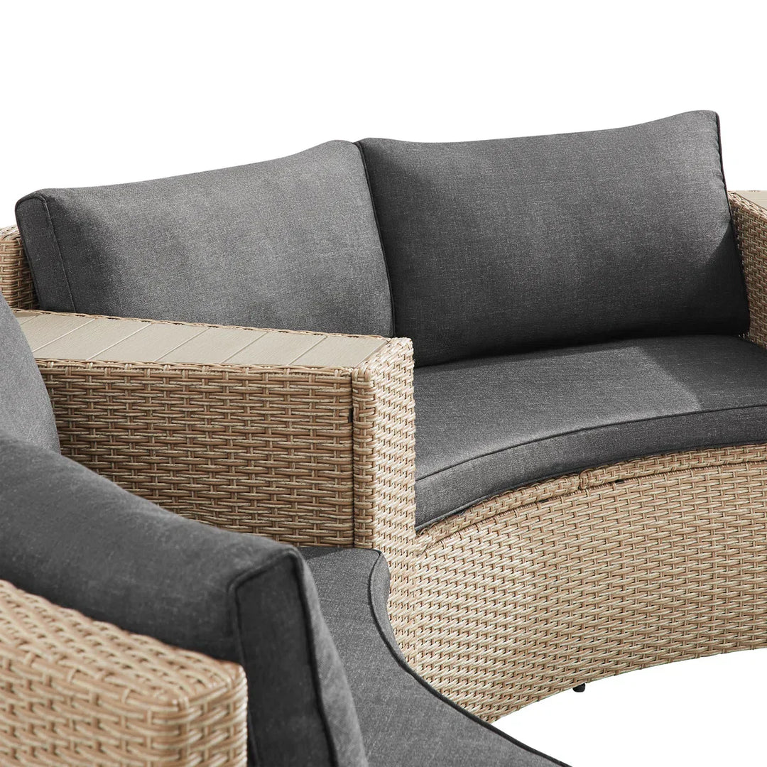 Orca Outdoor Patio Sofa Set 6 seater and 1 Center Table (Light brown)