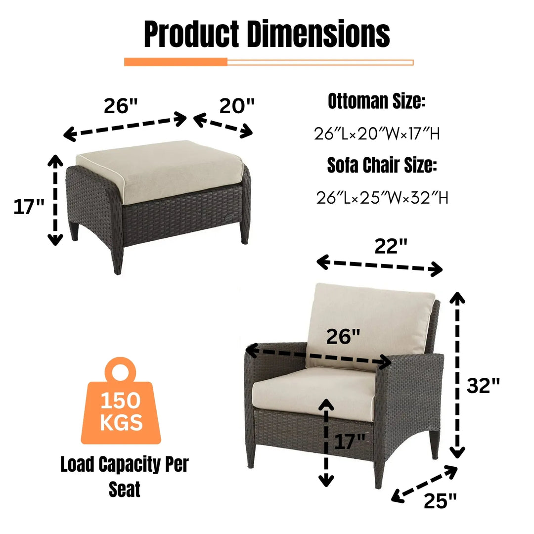 Hemangini Outdoor 4 Piece Patio Wicker Furniture Set