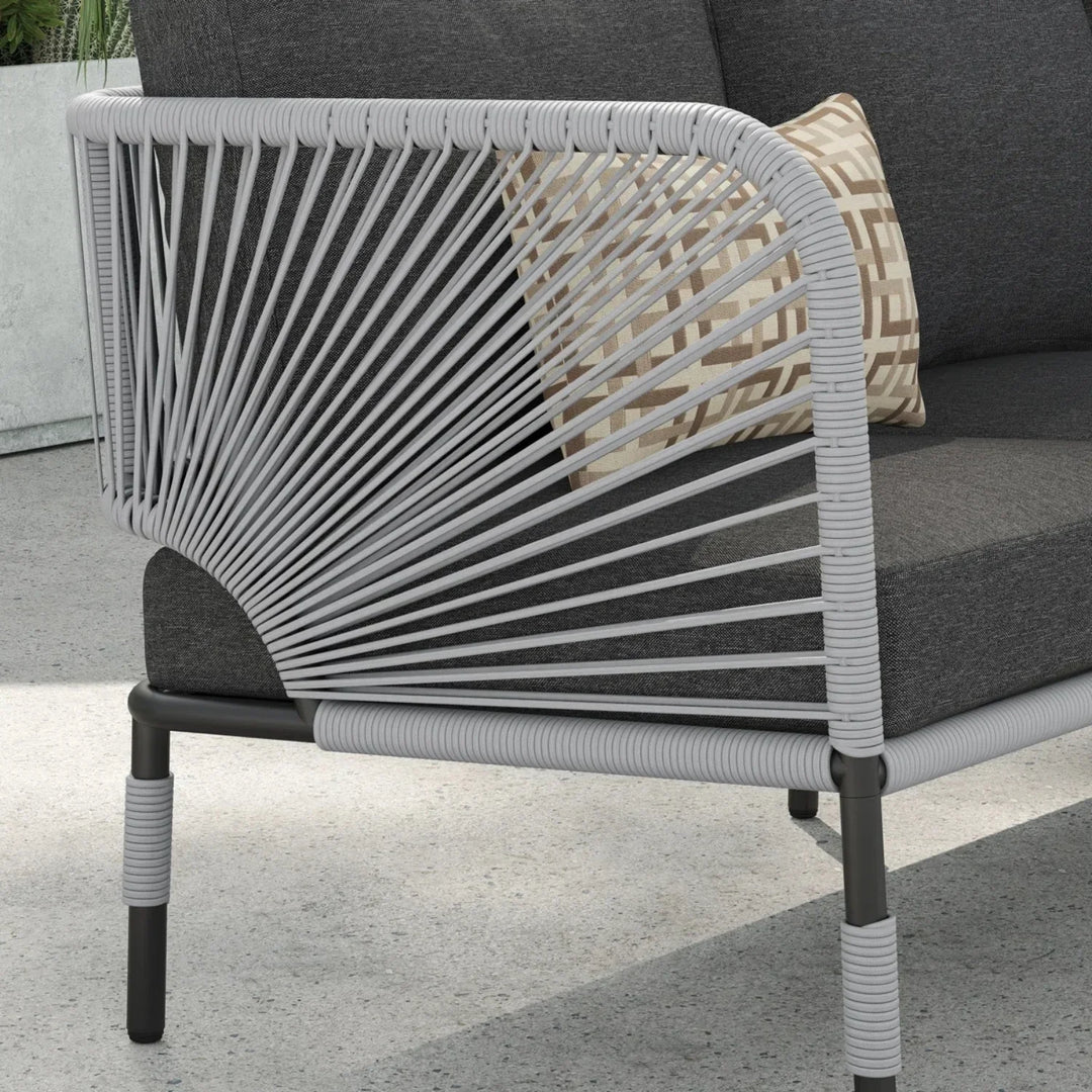 Bellamy Outdoor Rope 5-Seater Sofa Set With Glass Top Table