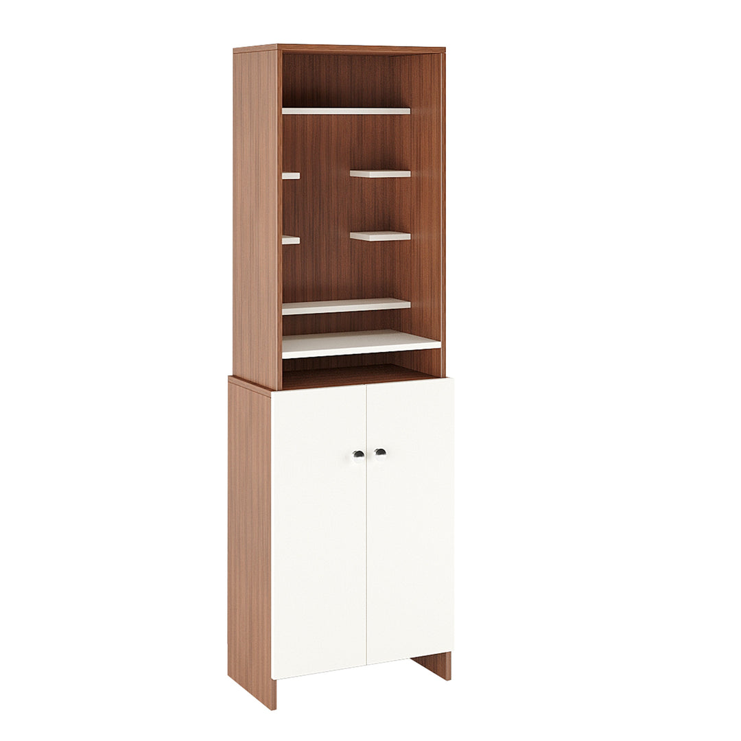 Aanya Engineered Wood Home Temple for Living Room & Office in Exotic Teak & White