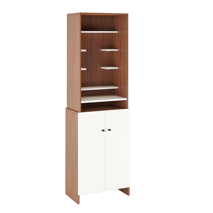 Aanya Engineered Wood Home Temple for Living Room & Office in Exotic Teak & White
