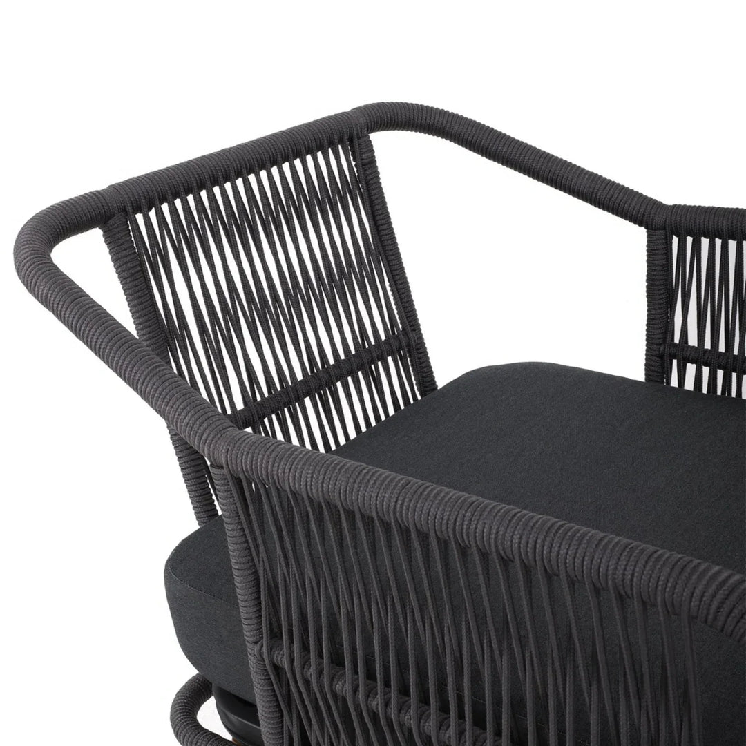 Riley 4-Piece Outdoor Rope Patio Furniture Set with Wood-Top Table