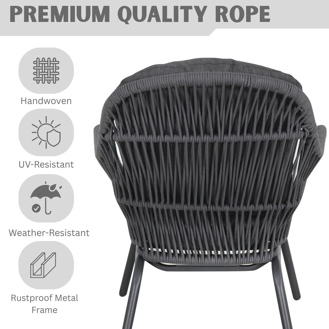 Roshni 3 Piece Outdoor Rope Patio Set