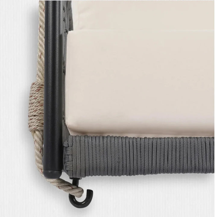 Outdoor Rope Swing 2-Person Hanging Chair, Weatherproof Porch Swing