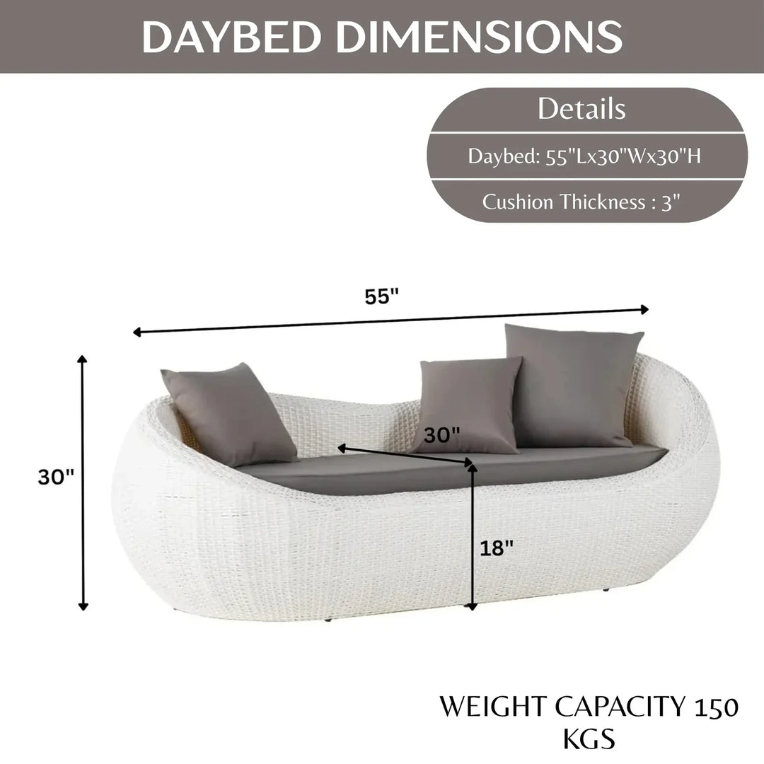 Outdoor Wicker 2 Seater Patio Garden Daybed