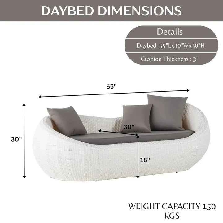 Outdoor Wicker 2 Seater Patio Garden Daybed