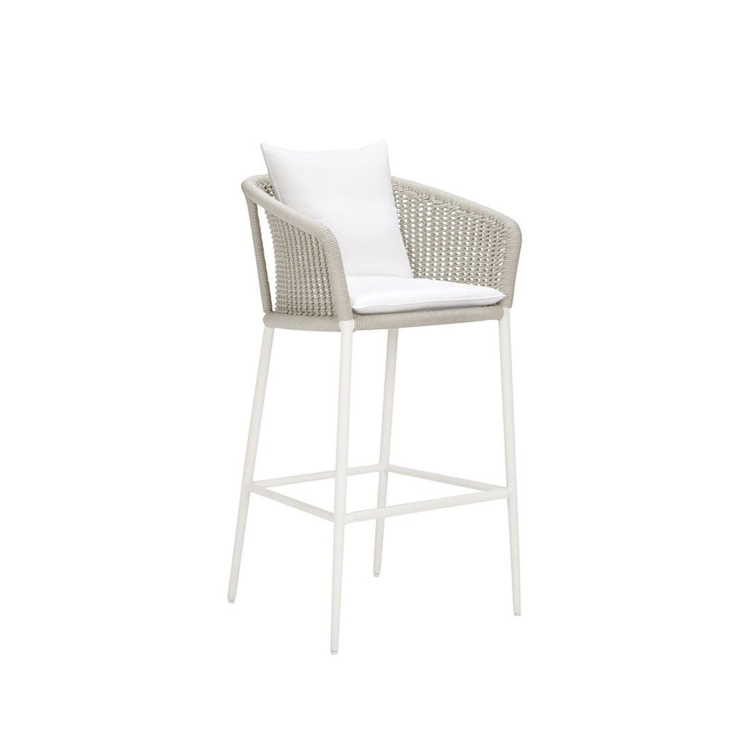 Sezgin Outdoor Patio Bar Chair 2 Chair For Balcony Braided & Rope (Ivory)