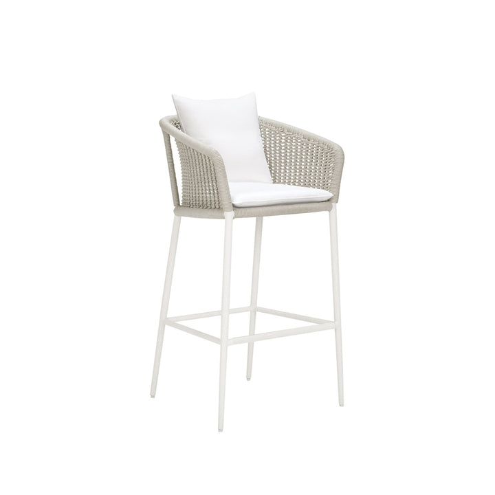 Sezgin Outdoor Patio Bar Chair 2 Chair For Balcony Braided & Rope (Ivory)