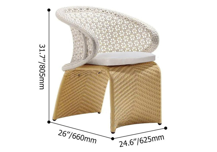 Modero Outdoor Patio Seating Set 6 Chairs and 1 Table Set (Tan + White)