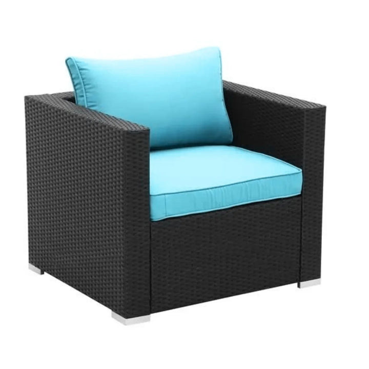 Vesna 6-Piece Outdoor Conversation Set (Black/Sky-Blue)