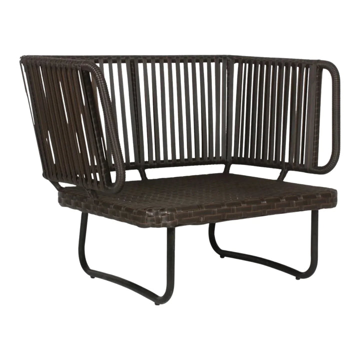 Tinsley Outdoor Rope 4-Piece Patio Sofa Set with Wicker Top Table (Brown & White)