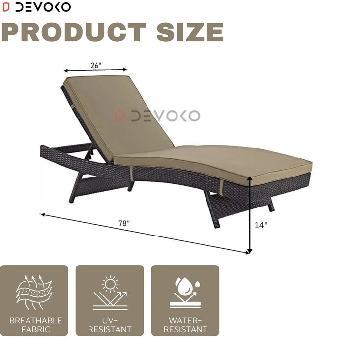 Virtudes Outdoor Rattan Wicker Chaise Lounger For Poolside