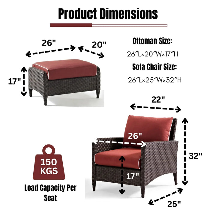 Gitali Outdoor 4 Piece Patio Wicker Furniture Set