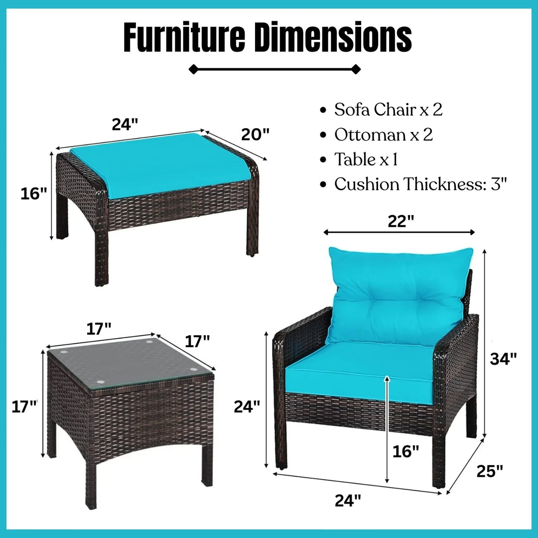 Saphira Outdoor Wicker 5-Piece Patio Sofa Set