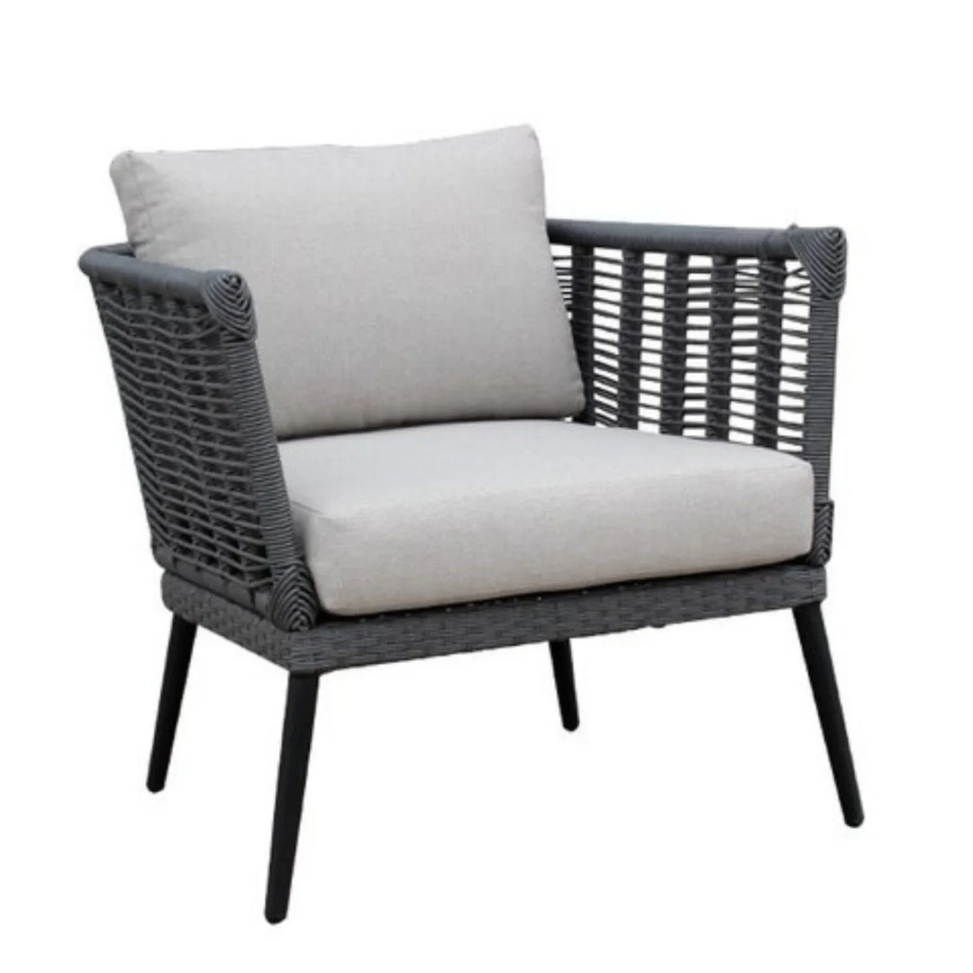 Amirah Outdoor Grey Rope 7-Seater Sofa Set With Glass Top Table