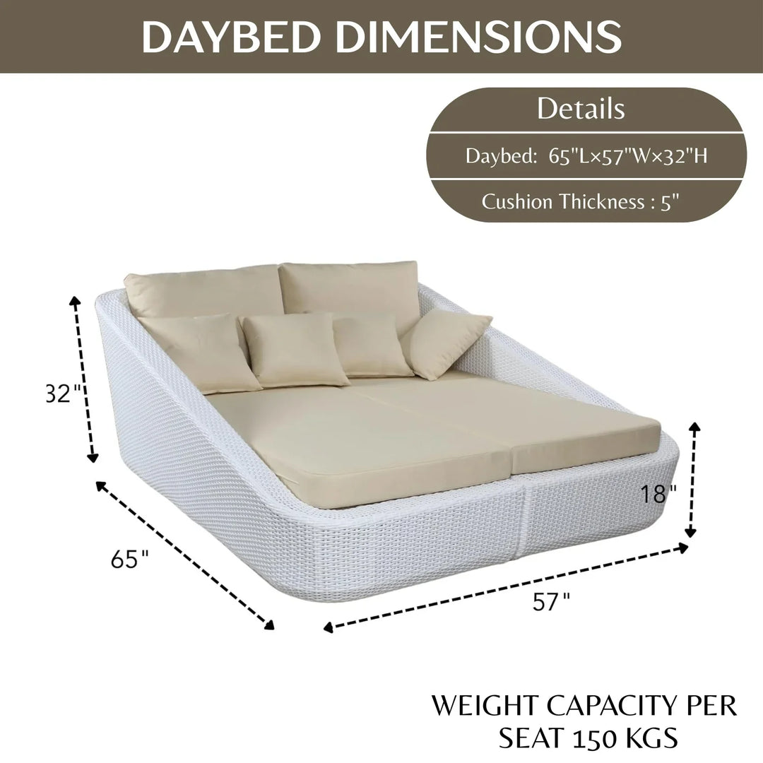 Patio Rattan & Wicker Double Conversation Daybed