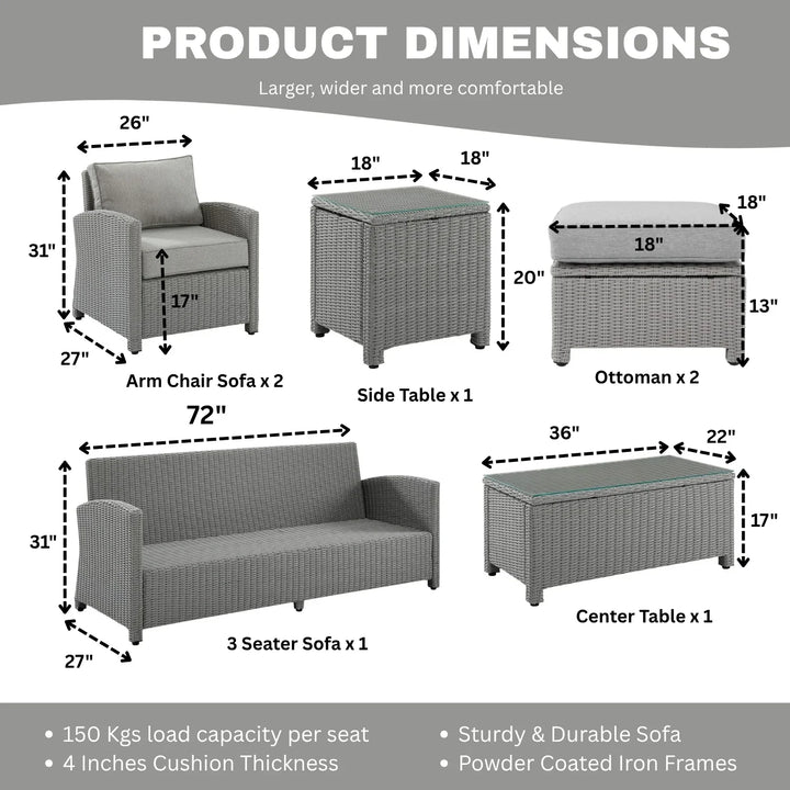 Abeni 7 Piece Outdoor Wicker Conversation Furniture Set