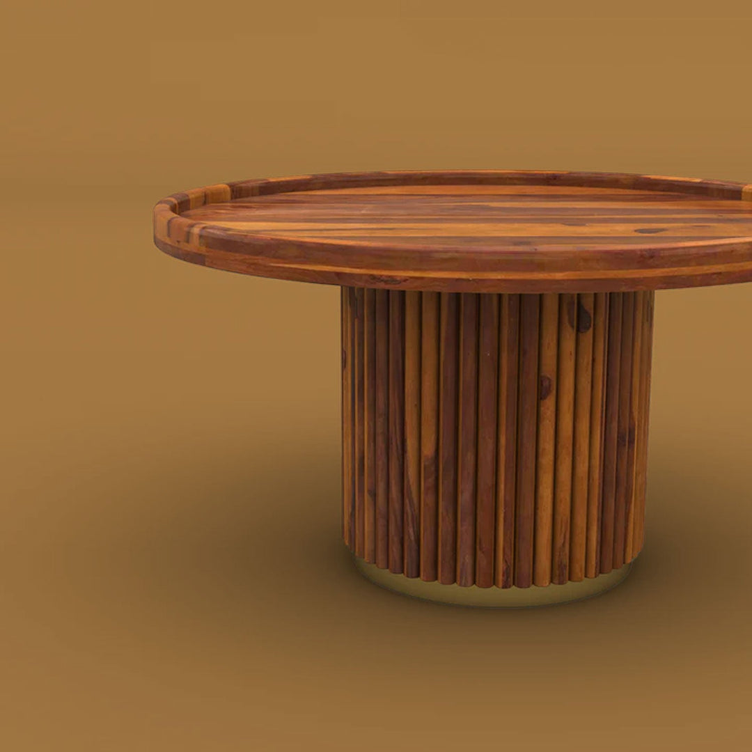 Sudhir Round Coffee Table (Honey Finish)