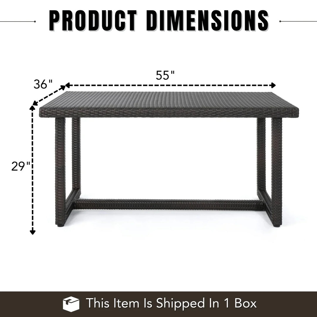 Sokhna Outdoor Rattan Wicker Patio Table (Dark Brown)