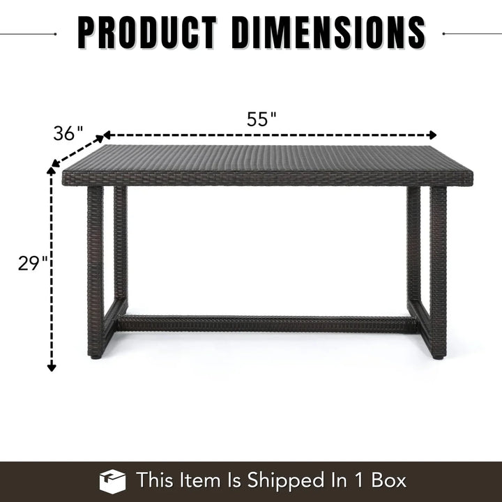 Sokhna Outdoor Rattan Wicker Patio Table (Dark Brown)