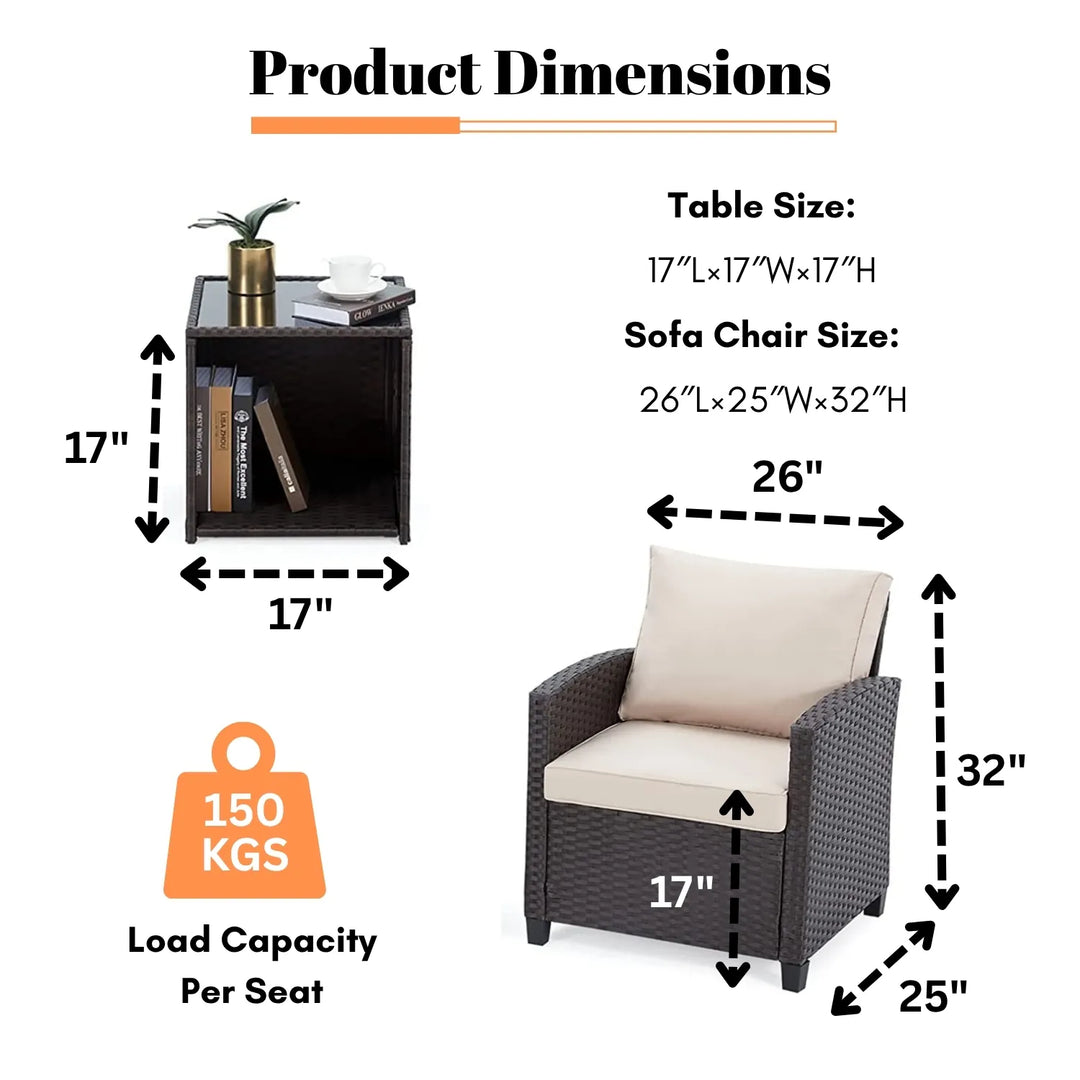 Xiao 3-Piece Outdoor Rattan Wicker Patio Set