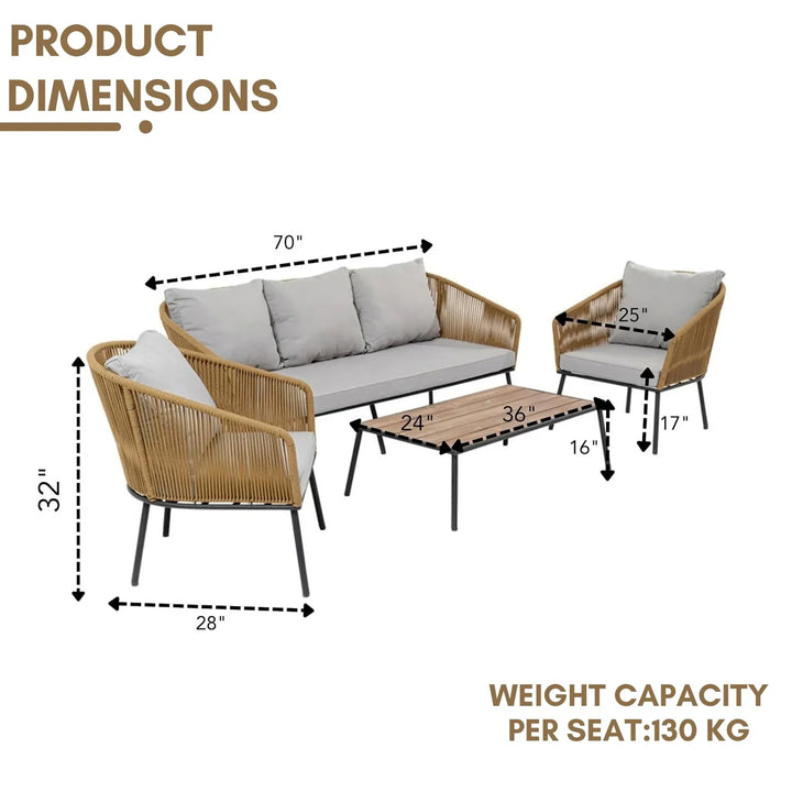 Oriana 5-Seater Outdoor All-Weather Rope Sofa Set