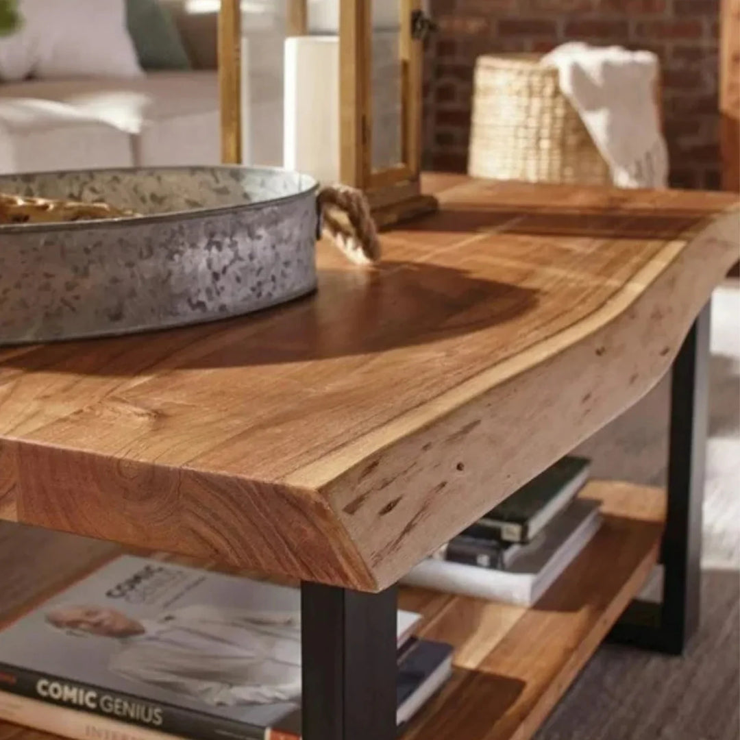 Samira 2-Tier Natural Wood Top Center Table