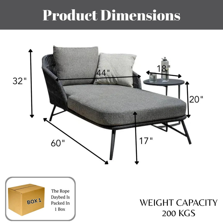 Outdoor Rope Patio Single Seater Daybed All Weather Furniture