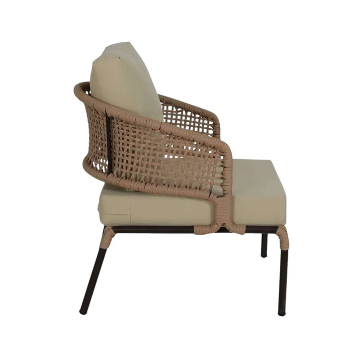 Amaya All-Weather Patio Rope Sofa Set with Glass Top Coffee Table