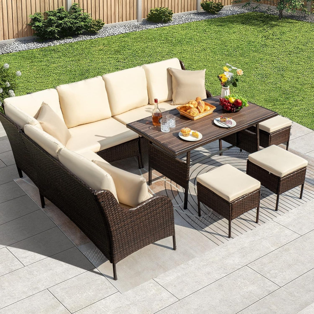 Lei 6 Piece Outdoor Patio Furniture Set (Dark Brown & Cream)