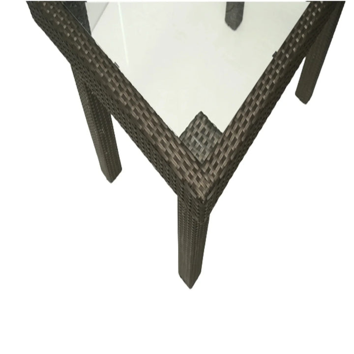 Verena Outdoor Rattan Wicker Bar Glass Top Table