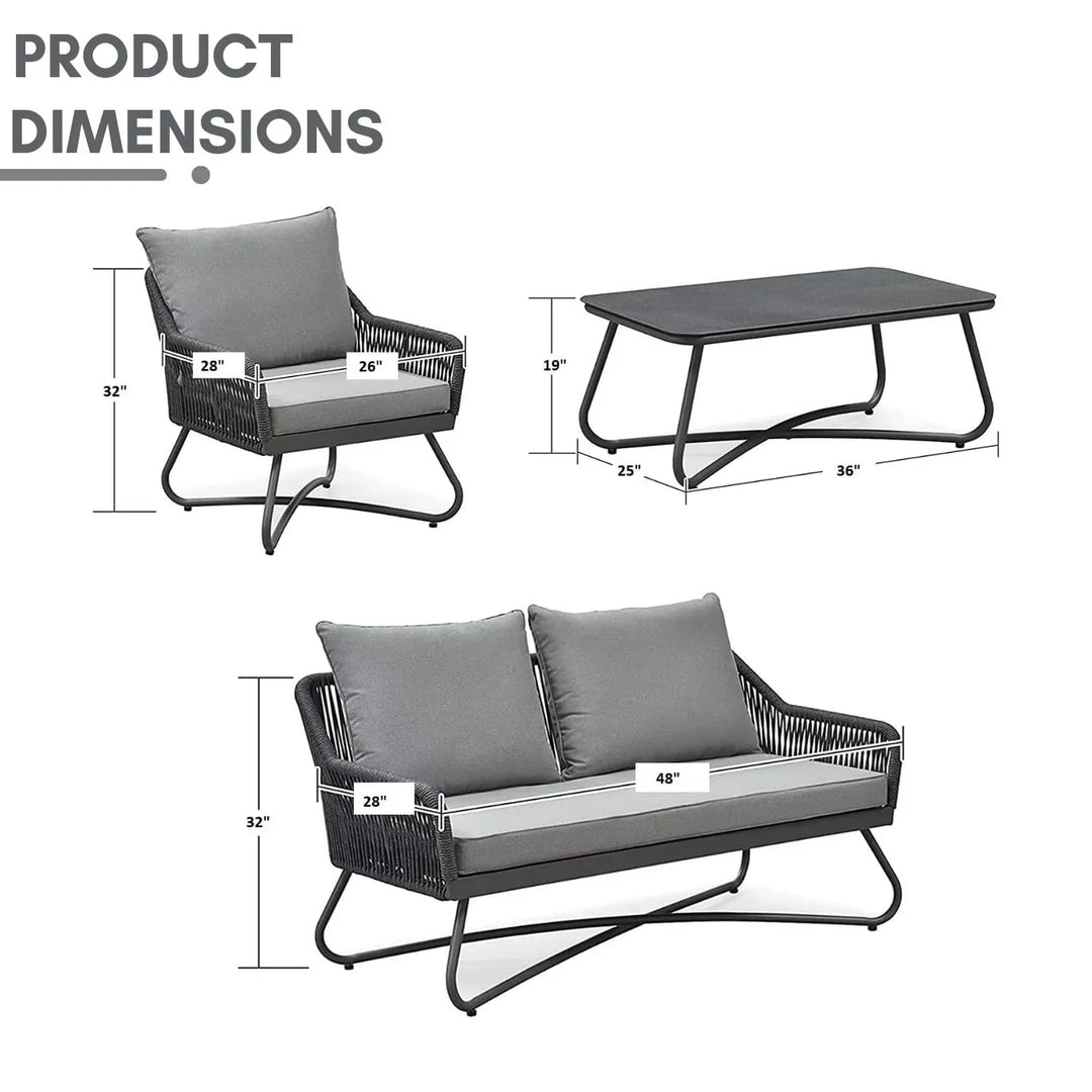 Indira Outdoor 4 Seater Rope Conversation Sofa Set