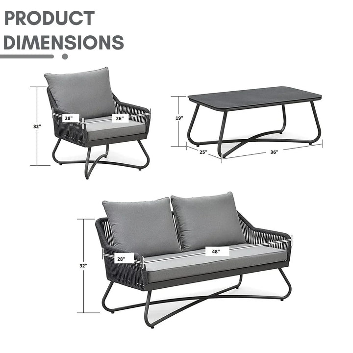 Indira Outdoor 4 Seater Rope Conversation Sofa Set