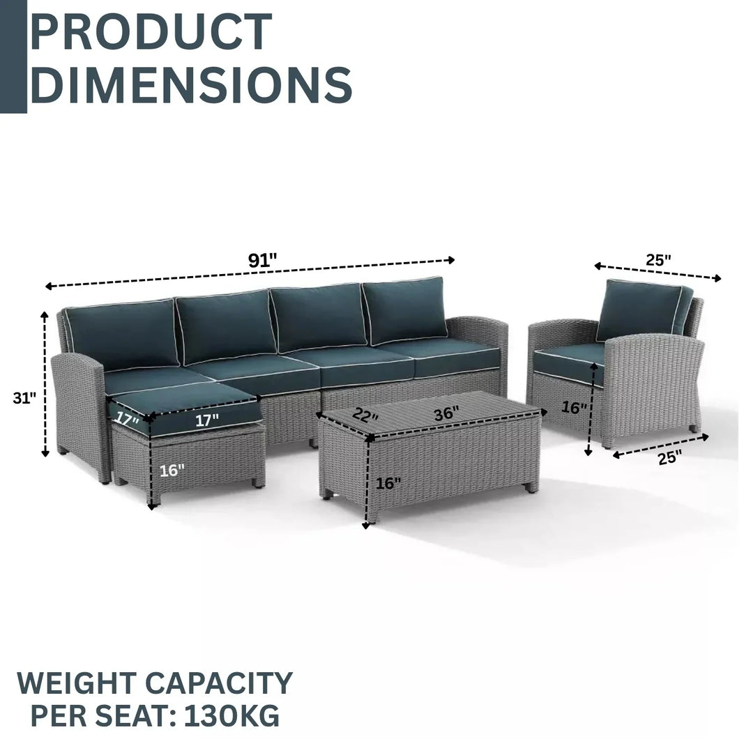 Liesel Outdoor Rattan Wicker 6-Seater Sofa Set