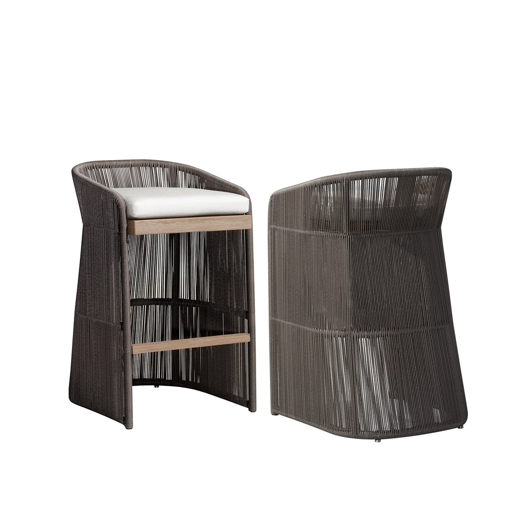 Erim Outdoor Patio Bar Chair 2 Chair For Balcony Braided & Rope