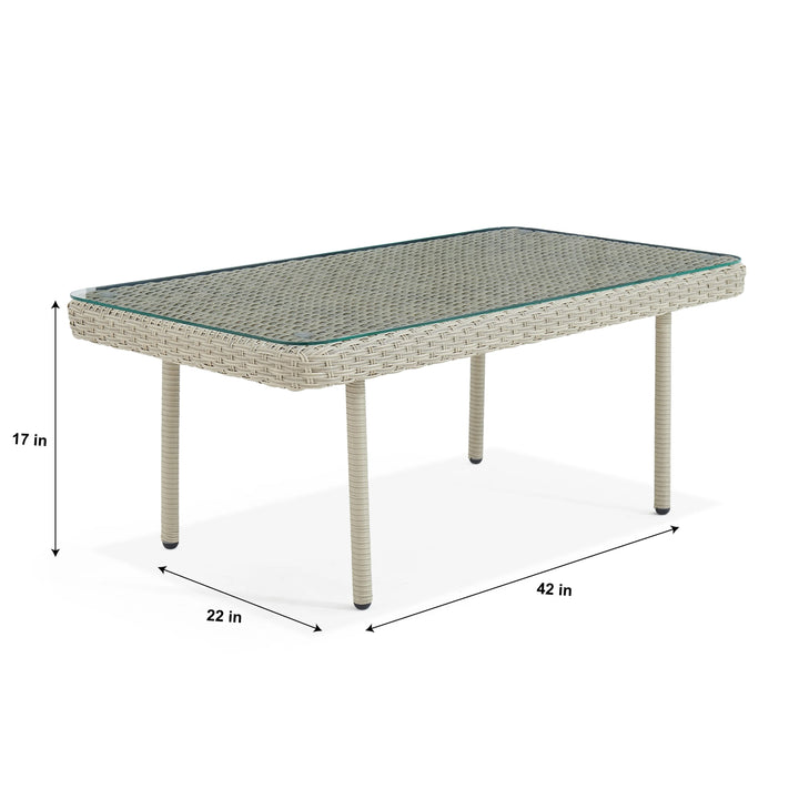 Coven Outdoor Garden Balcony Sofa Set 2 Seater, 2 Single seater and 1 Center Table Set (Cream)