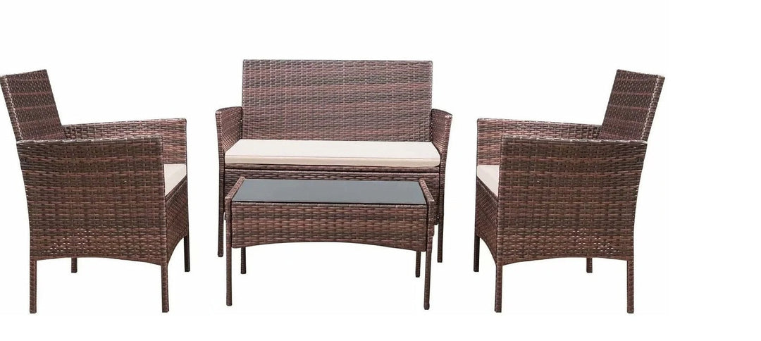 Faus Outdoor Sofa Set 2 Seater , 2 Single seater and 1 Center Table (Brown + White)