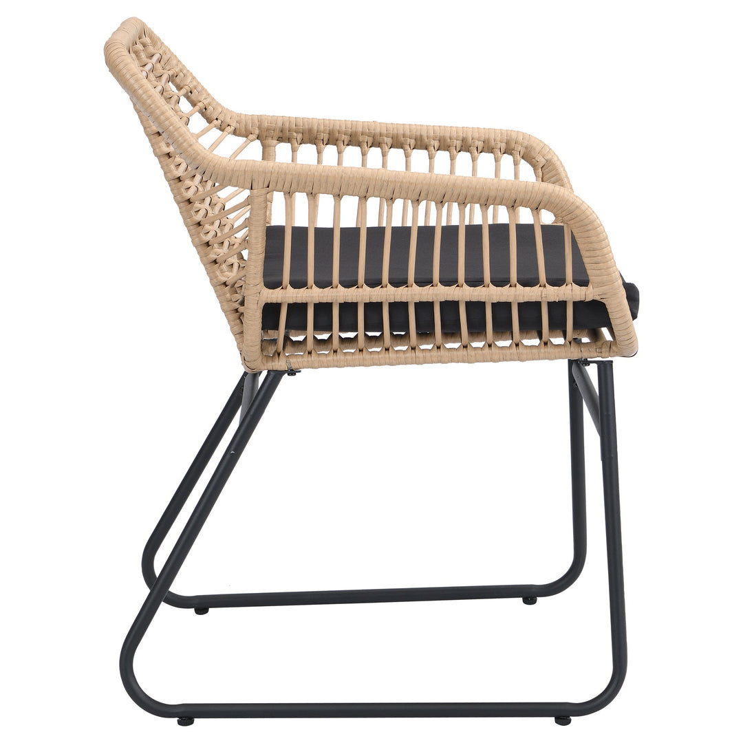 Drinus Outdoor Garden Balcony Sofa Set 2 Seater, 2 Single seater and 1 Center Table  Set (Black + Tan)