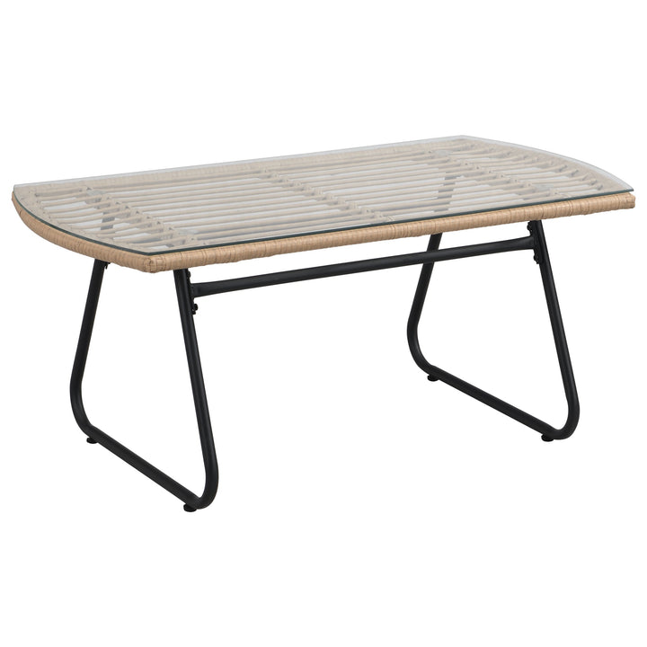 Drinus Outdoor Garden Balcony Sofa Set 2 Seater, 2 Single seater and 1 Center Table  Set (Black + Tan)